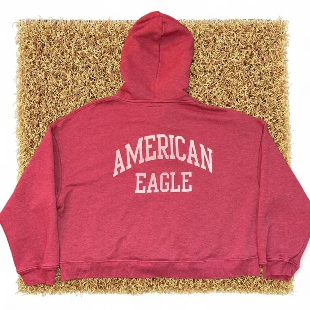 Women’s Crop American Eagle red zip up hoodie Size XL #americana - Picture 4 of 4